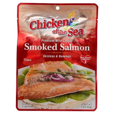 slide 1 of 3, Chicken of the Sea Smoked Skinless and Boneless Salmon Pouch 3 ounces, 3 oz