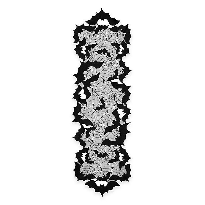 slide 1 of 1, Heritage Lace Going Batty Table Runner - Black, 48 in