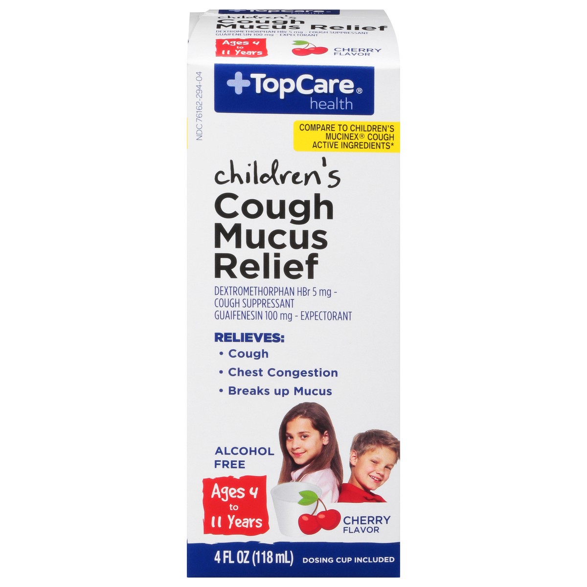 slide 1 of 14, TopCare Health Children's Cherry Flavor Cough Mucus Relief 4 fl oz, 4 fl oz