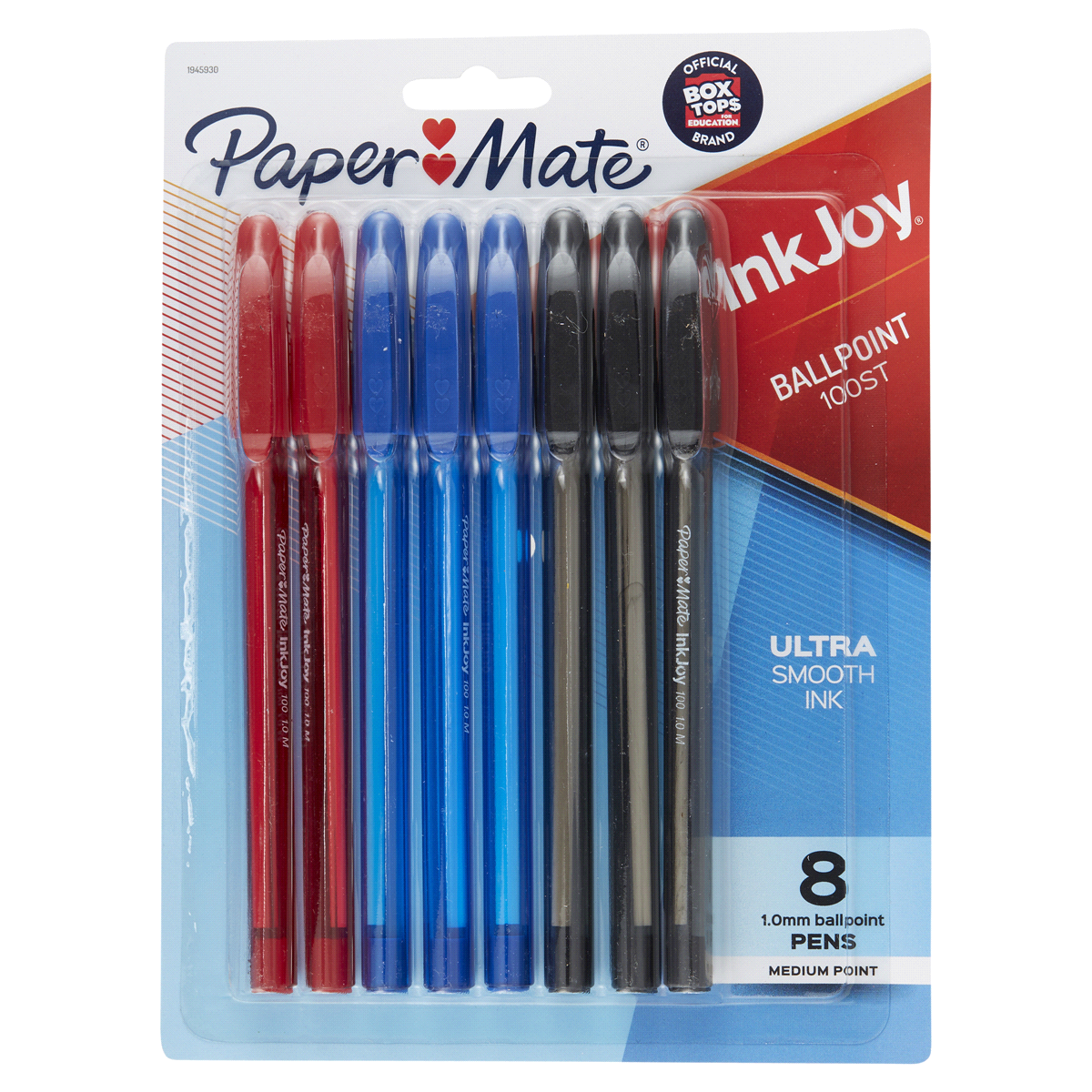 slide 1 of 1, Paper Mate InkJoy 100ST Ballpoint Pens, Medium Point, Black/Red/Blue Ink, 8 ct