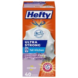 Hefty Ultra Strong 13 Gallon Lavender & Sweet Vanilla Tall Kitchen Drawstring Bags 40 Bags