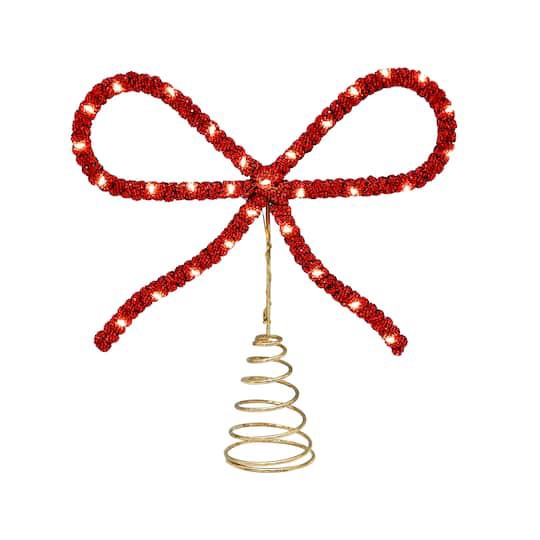 slide 1 of 4, 9.5" Red Rhinestone Bow Lighted Tree Topper By Ashland, 9.5 in