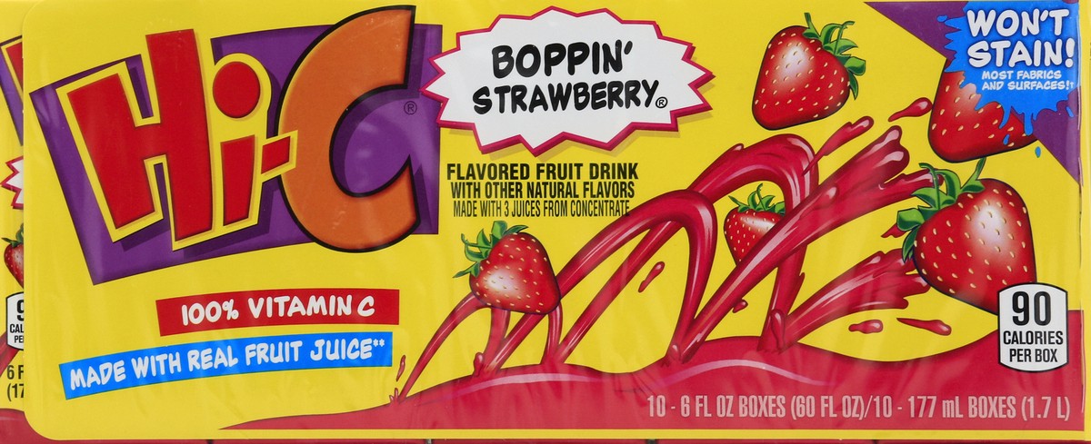 slide 4 of 4, Hi-C Boppin' Strawberry Juice Boxes - 10 ct; 6 fl oz, 10 ct; 6 fl oz