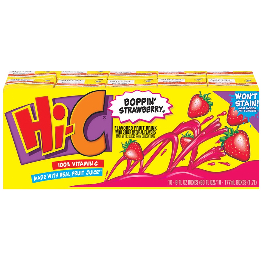 slide 1 of 1, Hi-C Boppin' Strawberry Juice Boxes, 10 ct; 6 fl oz