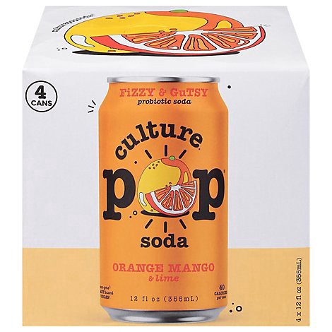 slide 1 of 1, Culture Pop Soda Orange Mango Soda - 4-12 FZ, 48 fl oz