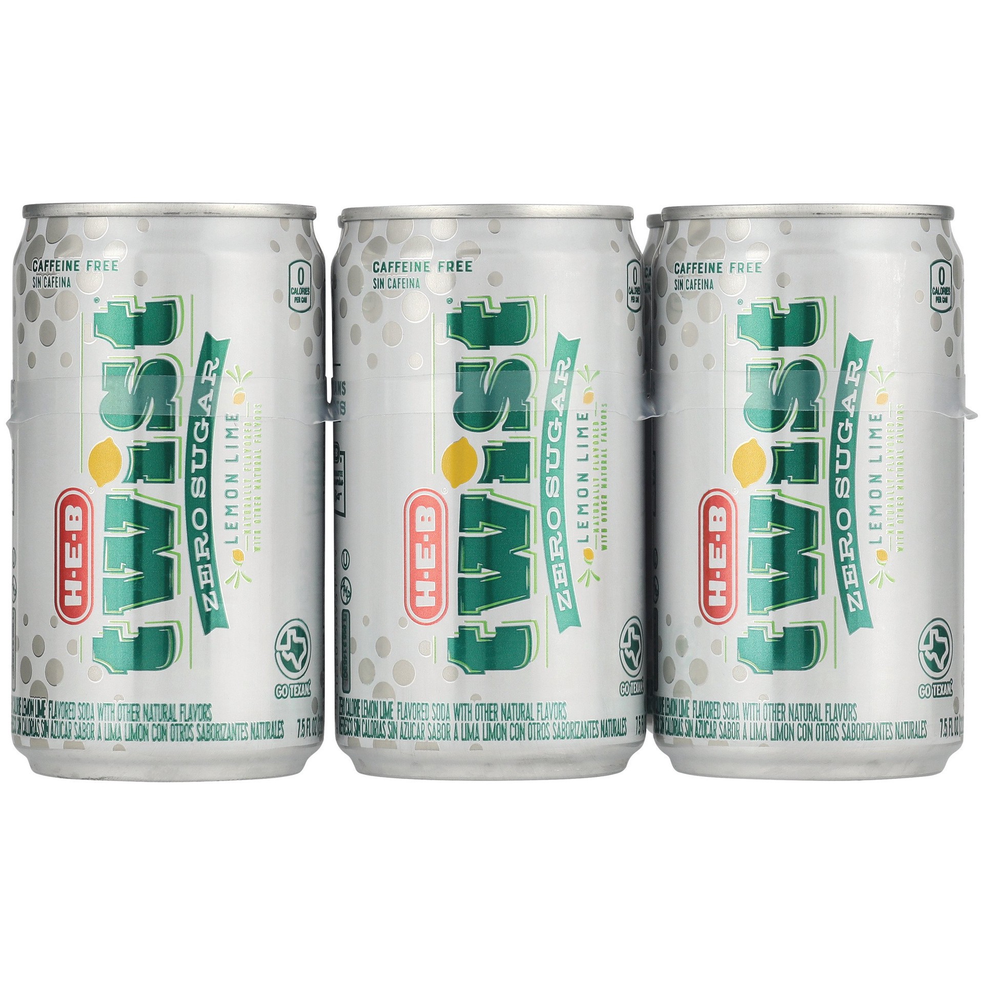slide 1 of 1, H-E-B Zero Sugar Twist Lemon Lime Soda 6 pk Mini Cans, 7.5 oz