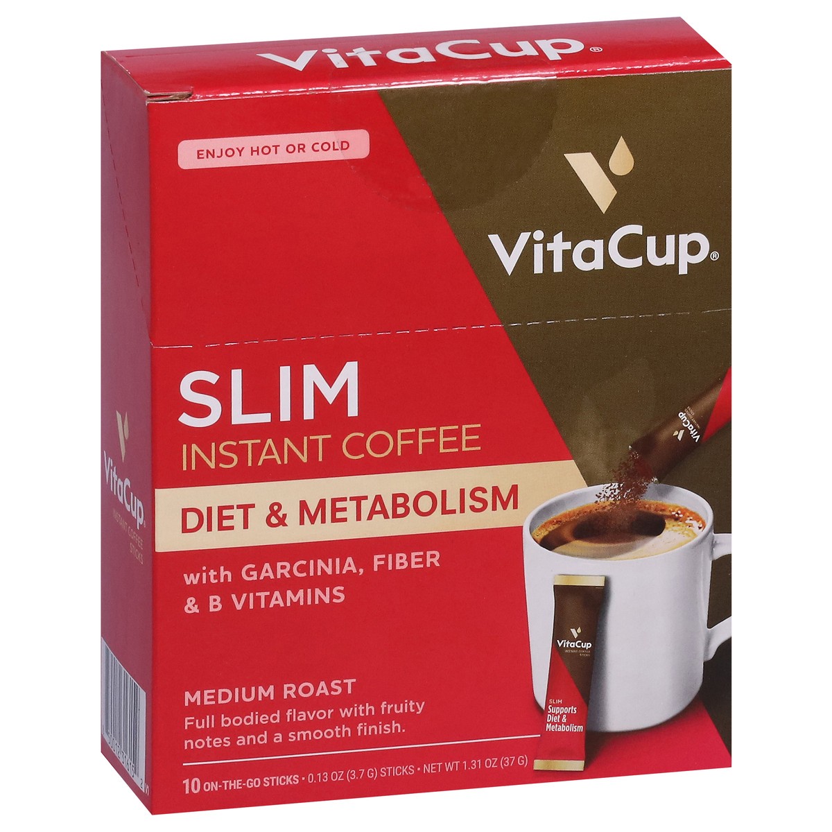 slide 8 of 9, VitaCup Medium Roast Instant Slim Coffee 10 - 0.13 oz Sticks, 10 ct