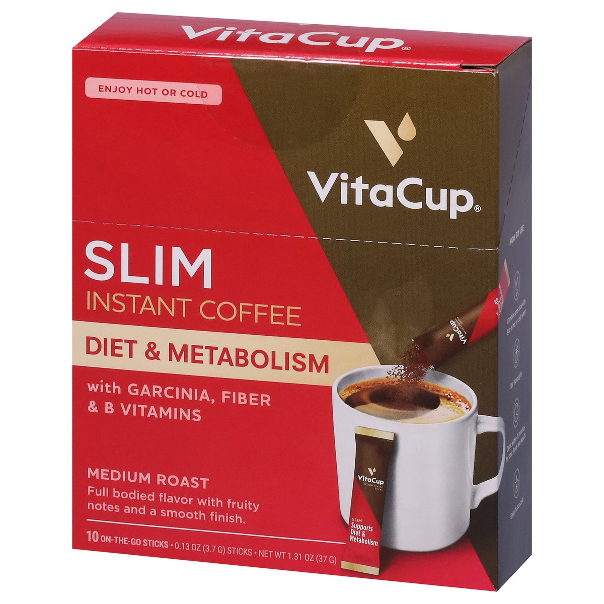 slide 5 of 9, VitaCup Medium Roast Instant Slim Coffee 10 - 0.13 oz Sticks, 10 ct