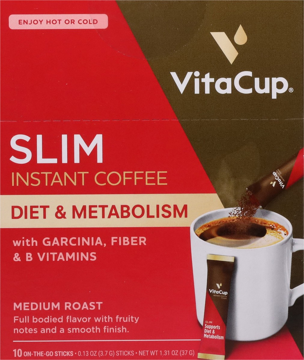 slide 7 of 9, VitaCup Medium Roast Instant Slim Coffee 10 - 0.13 oz Sticks, 10 ct