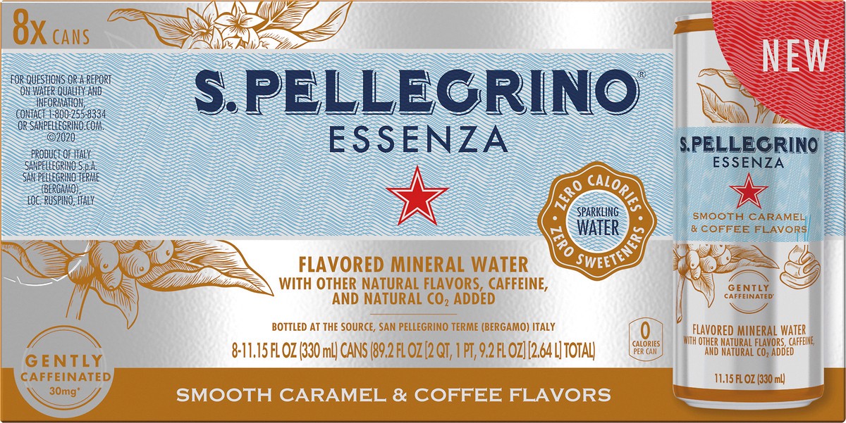 slide 7 of 8, S.Pellegrino Essenza Sweet Caramel & Coffee Flavors 11.15 fl oz. Cans (8 Pack), 8 ct; 11.15 fl oz