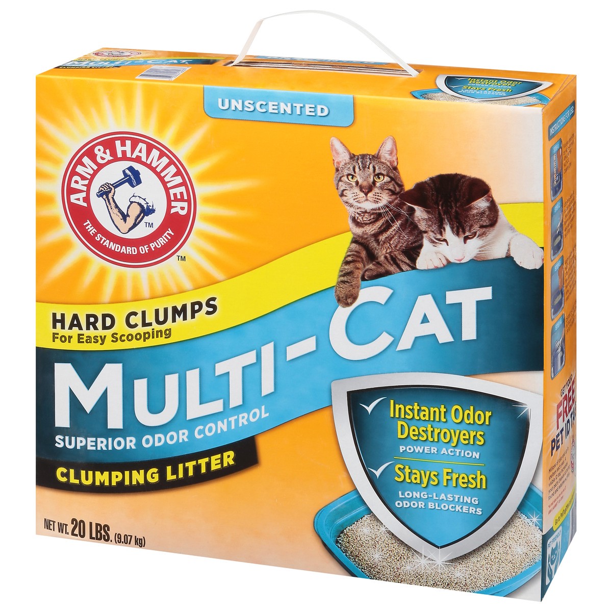 slide 3 of 9, ARM & HAMMER Multi-Cat Superior Odor Control Unscented Clumping Cat Litter, 20 lb