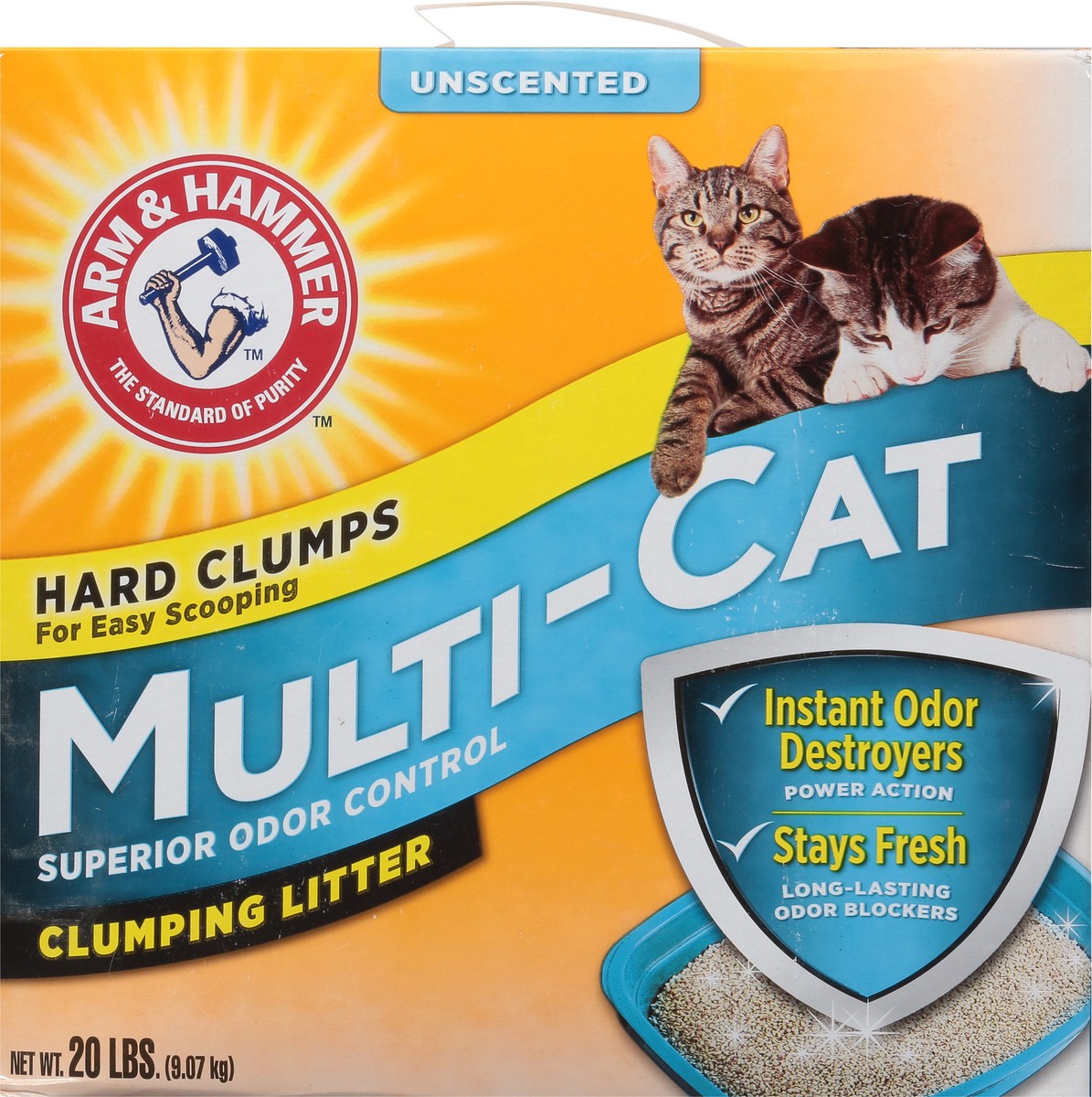 slide 7 of 9, ARM & HAMMER Multi-Cat Superior Odor Control Unscented Clumping Cat Litter, 20 lb