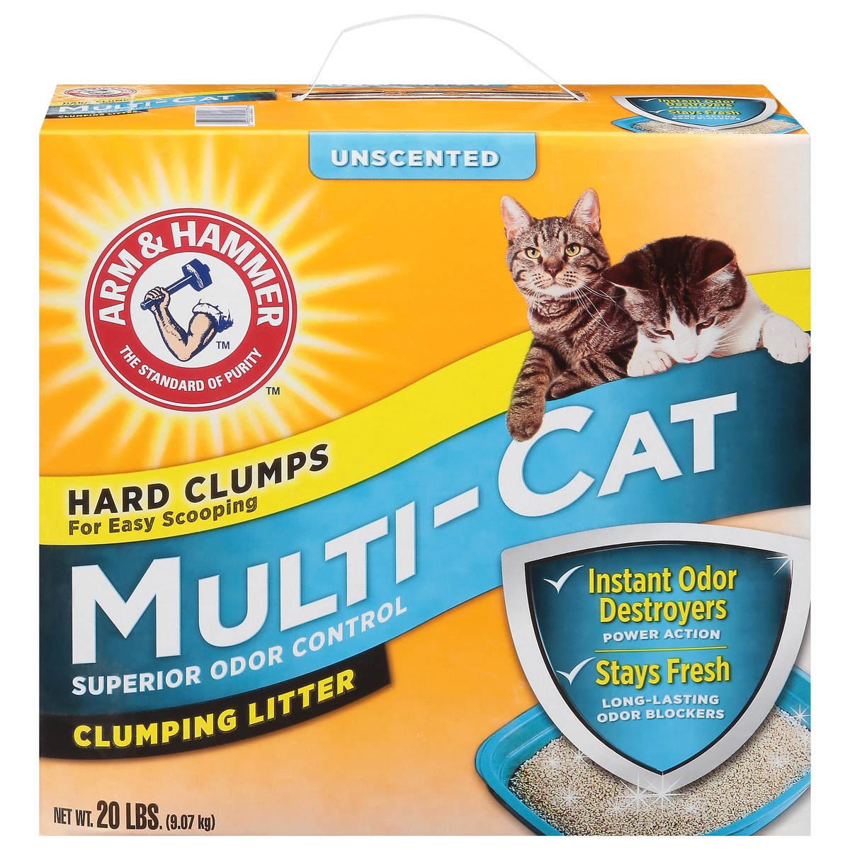 slide 9 of 9, ARM & HAMMER Multi-Cat Superior Odor Control Unscented Clumping Cat Litter, 20 lb