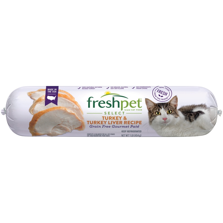 slide 1 of 1, Freshpet Healthy & Natural Cat Food, Fresh Turkey Pate Roll, 1 lb