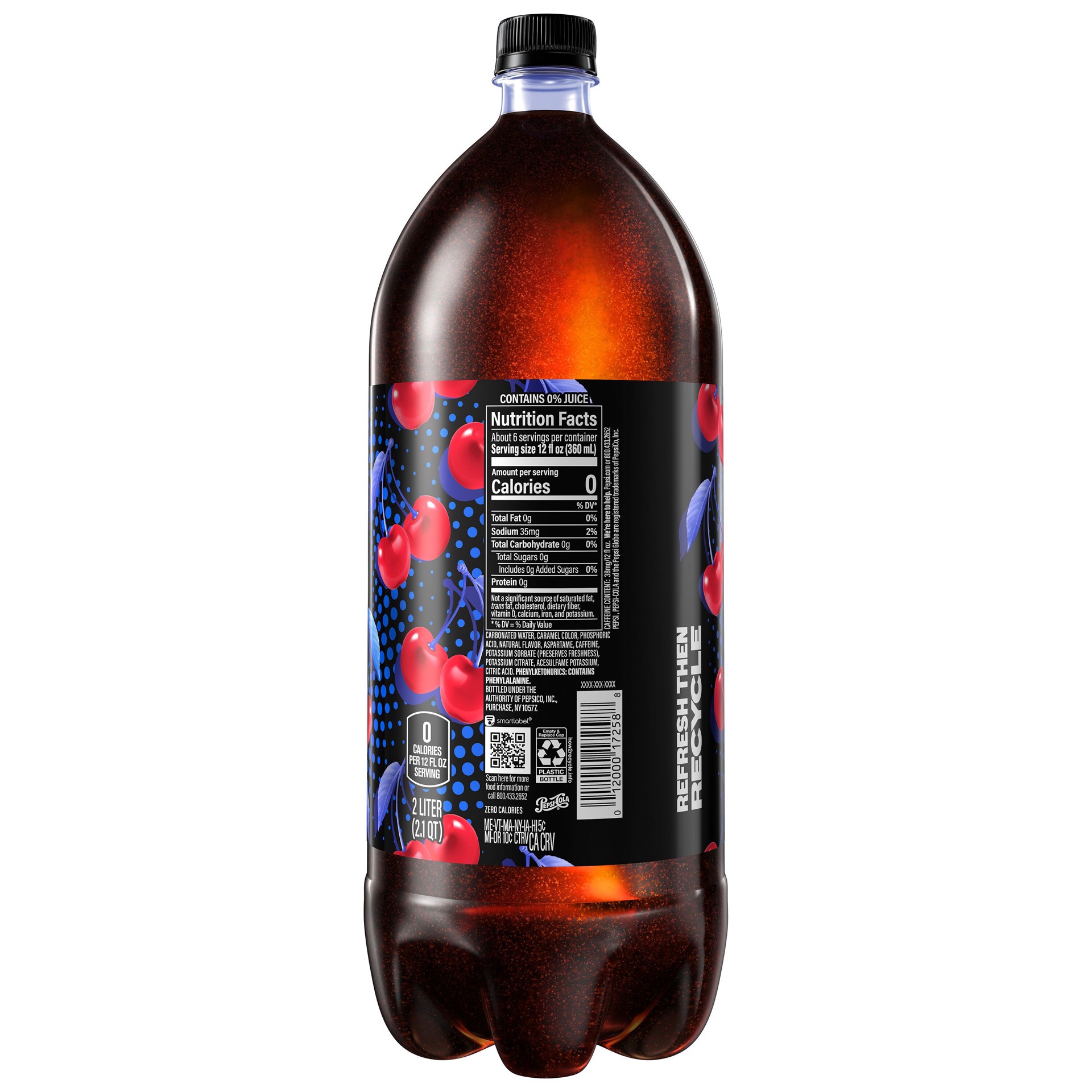 slide 2 of 5, Pepsi Soda, Zero Sugar, Wild Cherry, 2.1 qt