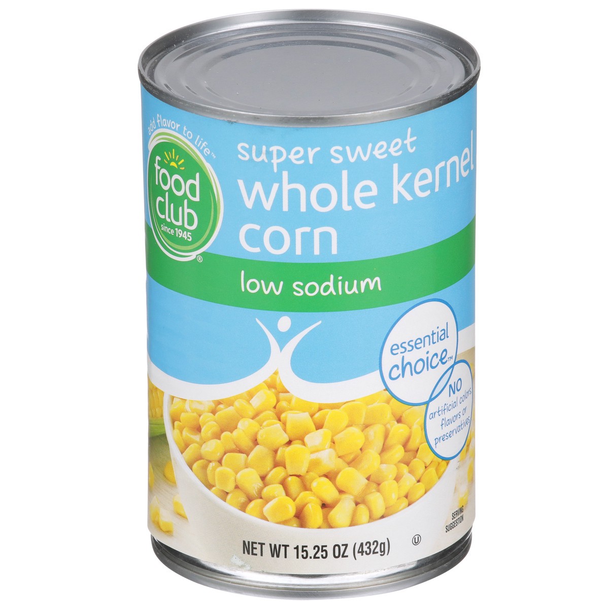 slide 1 of 9, Food Club Low Sodium Super Sweet Whole Kernel Corn, 15.25 oz