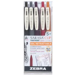Zebra Sarasa Clip Fine Point (0.5 mm) Retractable Gel Pen 5 ea