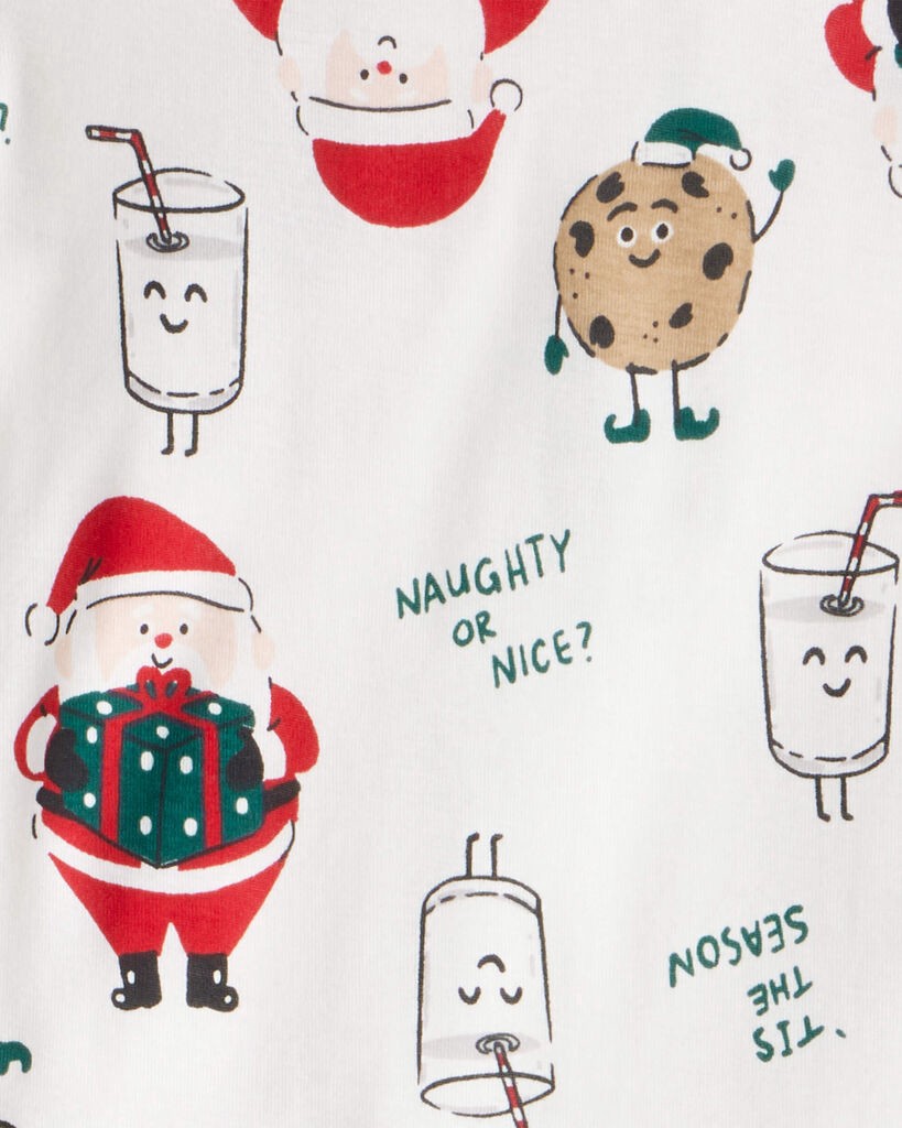 slide 2 of 2, Carter's Carters Kid Beige Santa Milk & Cookies 100% Cotton Long-Sleeve Snug Fit 2-Piece Pajamas - White White 14, 2 pc
