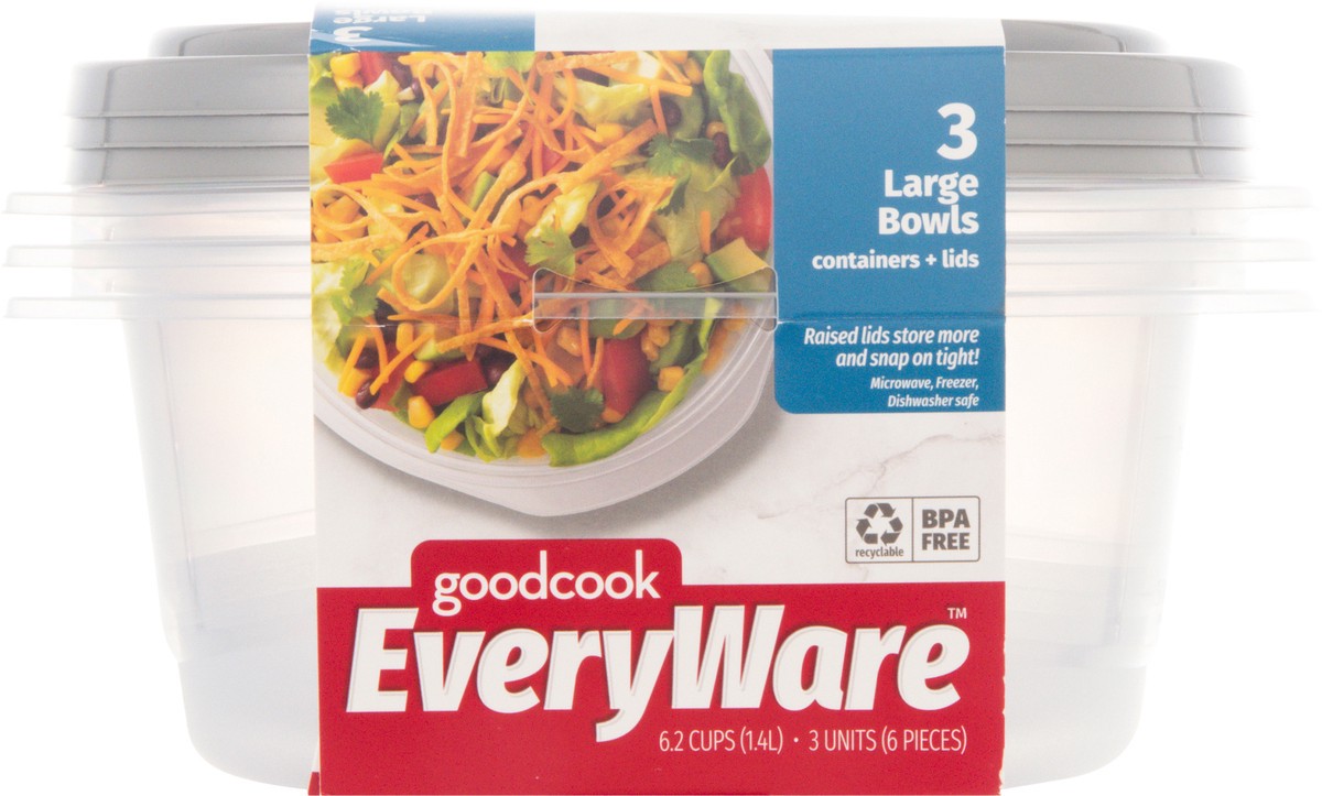 slide 7 of 12, Good Cook Everyware Large Bowls Containers + Lids 3 ea, 3 ct