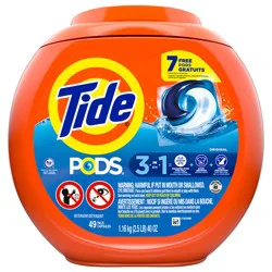 Tide PODS laundry detergent pacs, 3-in-1 Stain Remover, Odor Fighter, Color Protector, 42 Count, HE compatible, Original Scent