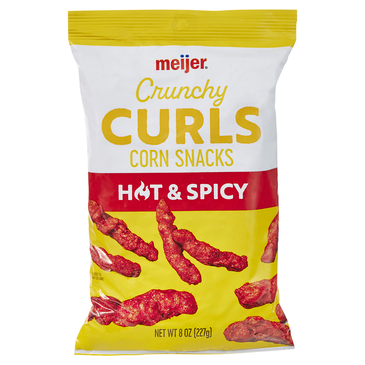 slide 1 of 9, Meijer Flaming Hot Crunchy Curls, 8 oz