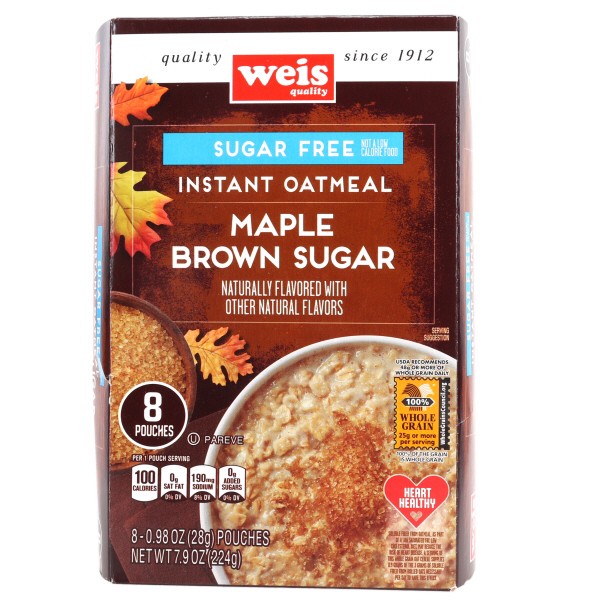 slide 1 of 1, Weis Quality Maple Brown Sugar 8 Count Instant Oatmeal, 7.9 oz