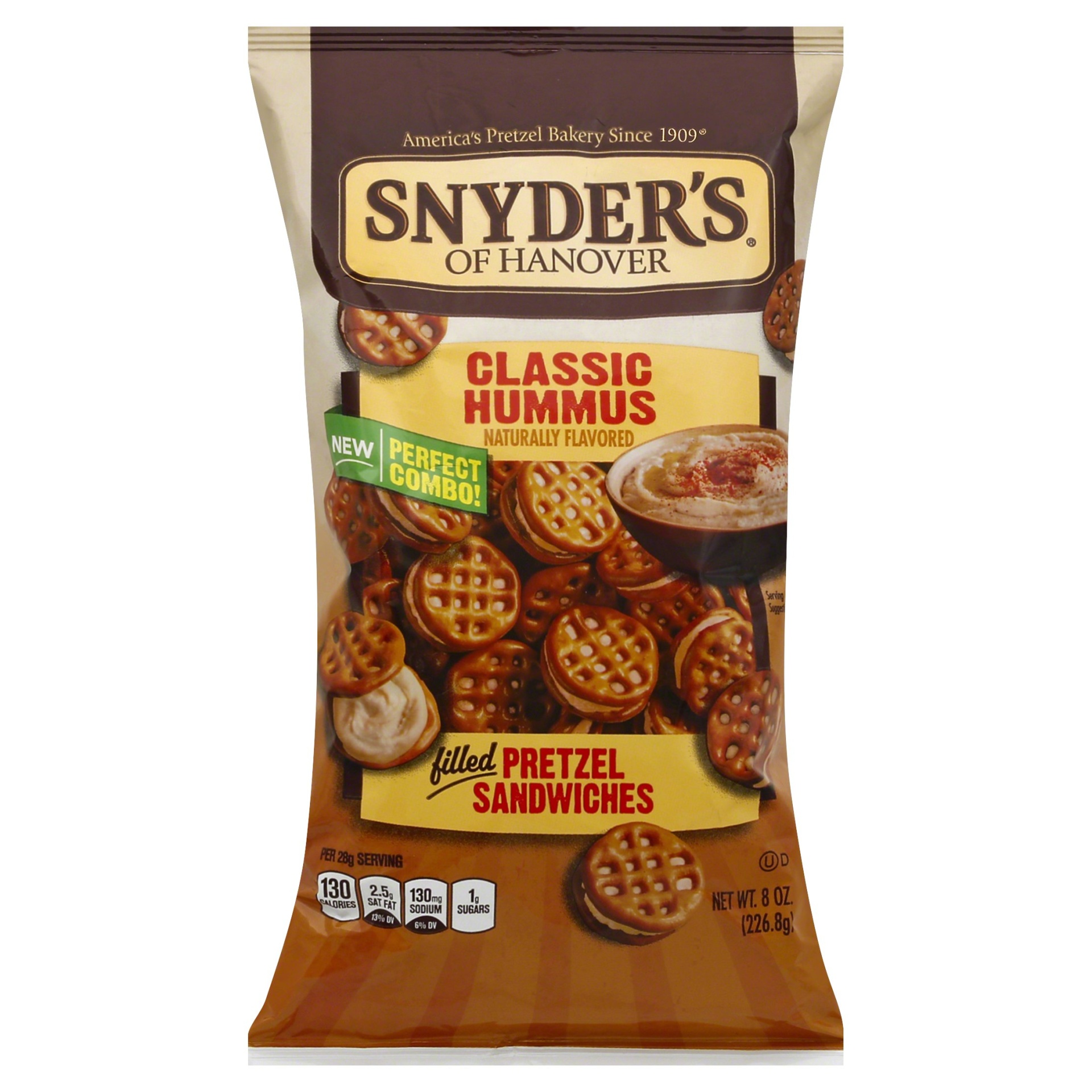 slide 1 of 5, Snyder's of Hanover Classic Hummus Pretzel Sandwiches, 8 oz