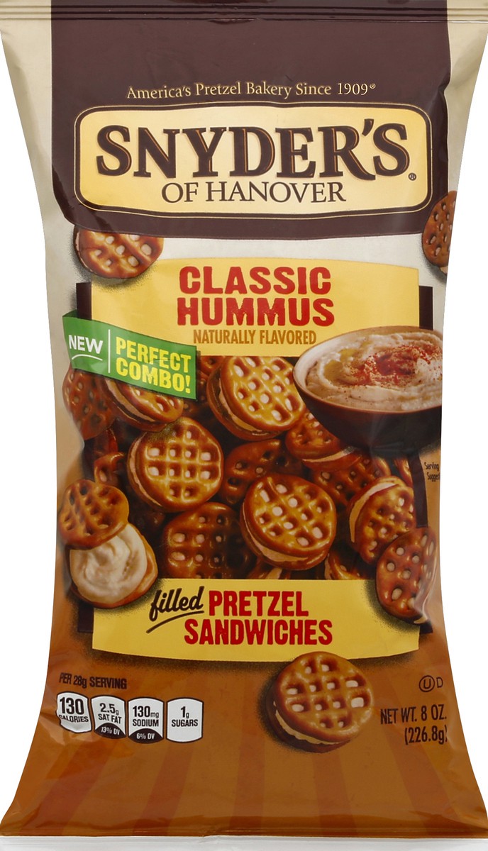 slide 5 of 5, Snyder's of Hanover Classic Hummus Pretzel Sandwiches, 8 oz