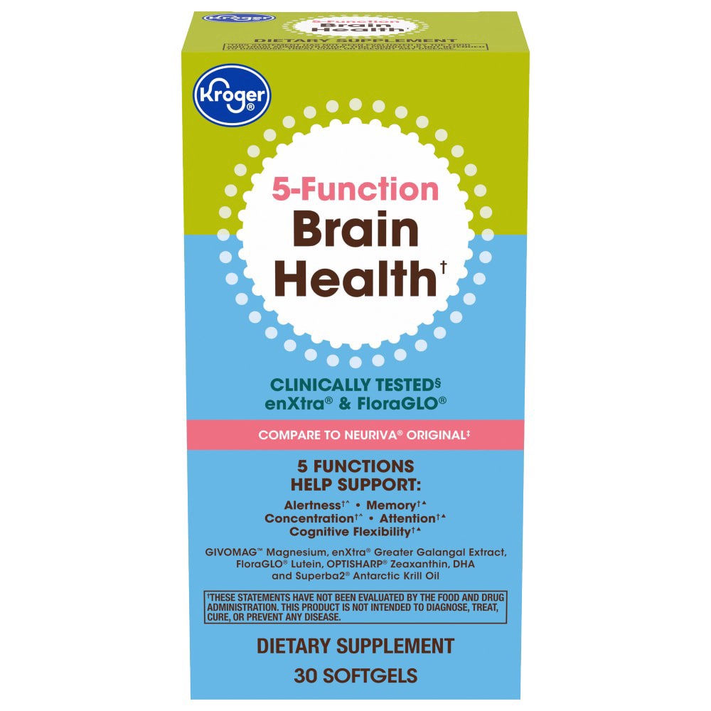 slide 4 of 4, Kroger 5 Function Brain Health Vitamins, 30 ct