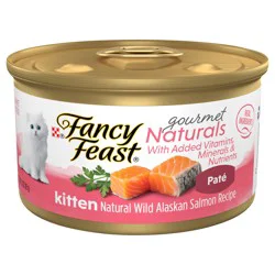 Purina Fancy Feast Grain Free Pate Wet Kitten Food Gourmet Naturals Wild Alaskan Salmon Recipe