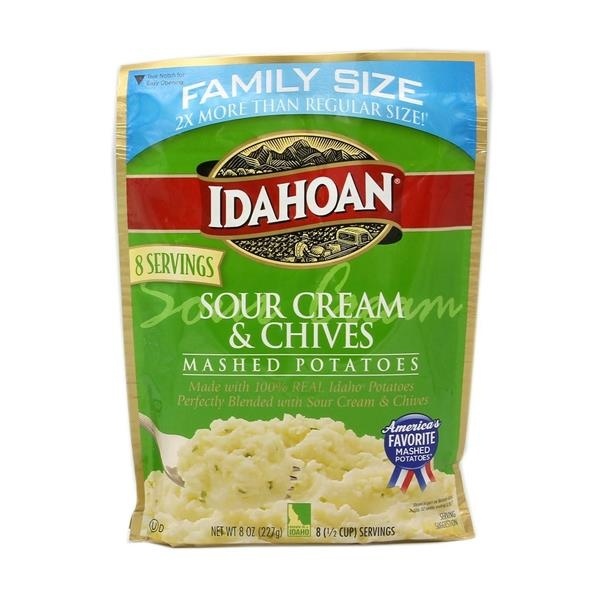 slide 1 of 1, Idahoan Mashed Potatoes Sour Cream Chives, 8 oz