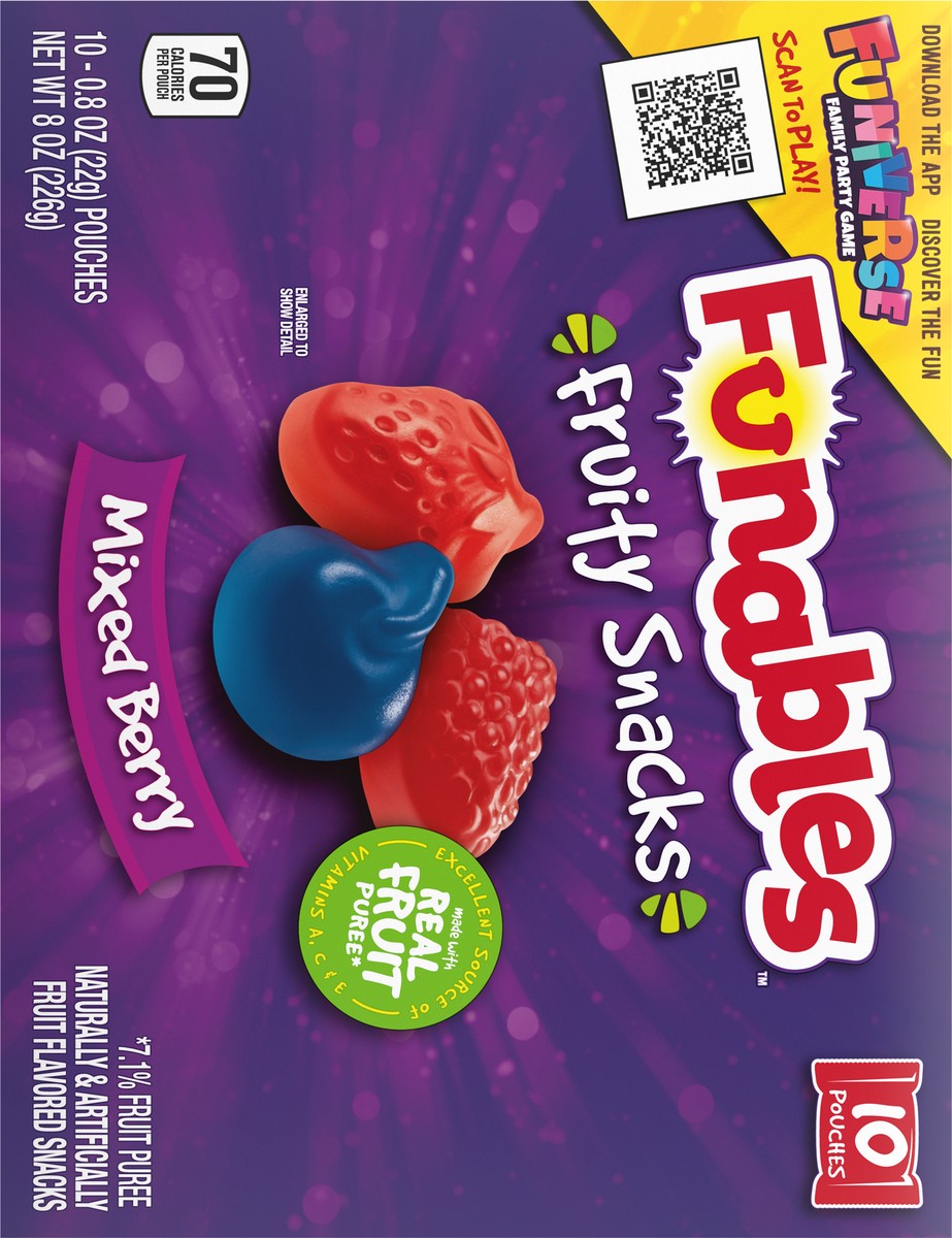 slide 7 of 9, Funables Mixed Berry Fruity Snacks 10 - 0.8 oz Pouches, 10 ct