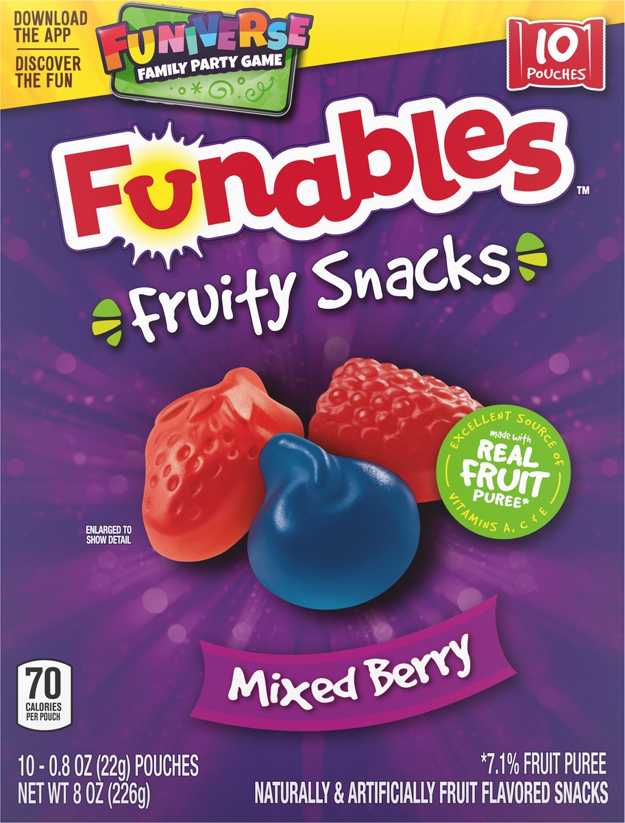 slide 6 of 9, Funables Mixed Berry Fruity Snacks 10 - 0.8 oz Pouches, 10 ct