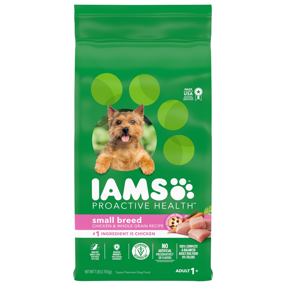 slide 1 of 1, Iams Small & Toy Breed Adult Dry Dog Food For Small Dogs With Real Chicken, 7 lb