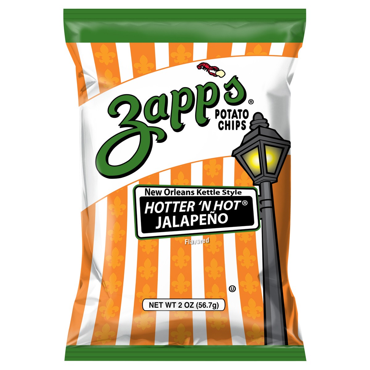 slide 1 of 7, Zapp's 2 oz Zapp's Hotter 'N Hot Jalapeño New Orleans Kettle Style Potato Chips, 2 oz
