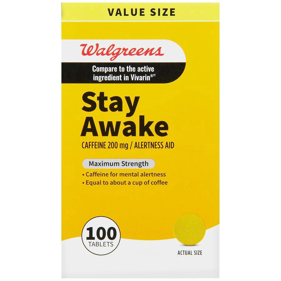 slide 5 of 5, Walgreens Stay Awake Maximum Strength, 100 ct