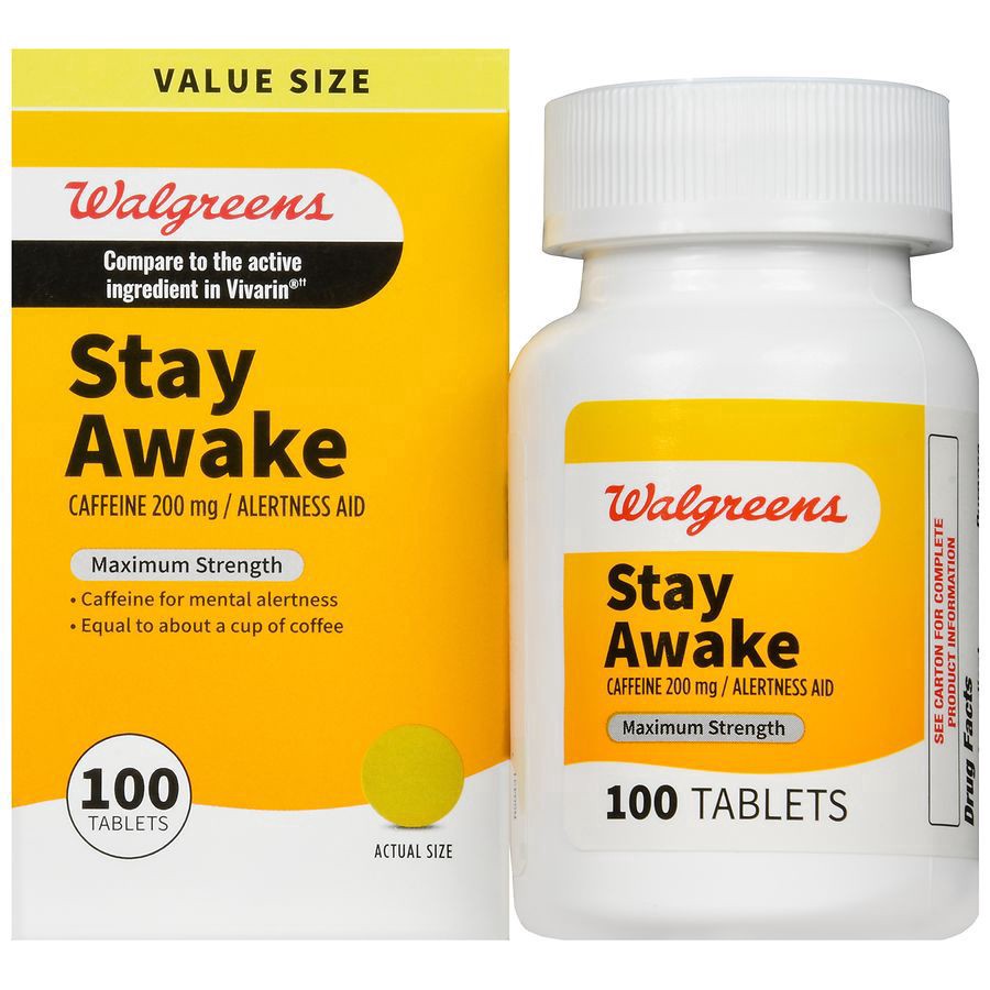 slide 1 of 5, Walgreens Stay Awake Maximum Strength, 100 ct