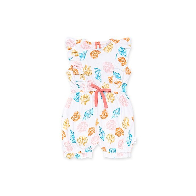 slide 1 of 2, Burt's Bees Baby Newborn Watercolor Seashells Bubble Romper - White, 1 ct