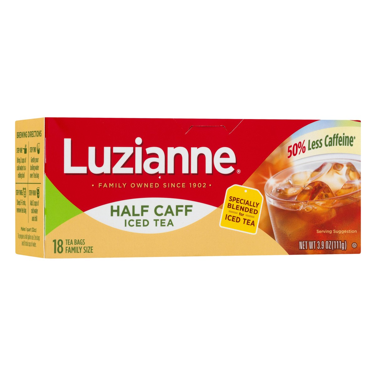 slide 3 of 9, Luzianne Half Caff Tea Family Size 18 Tea Bags, 18 ct