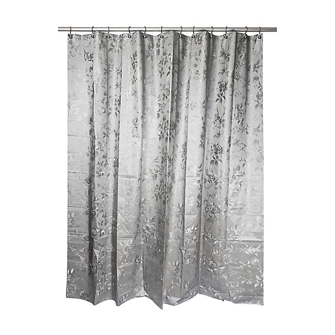 slide 1 of 4, India Ink Etched Rose Shower Curtain - Grey, 1 ct