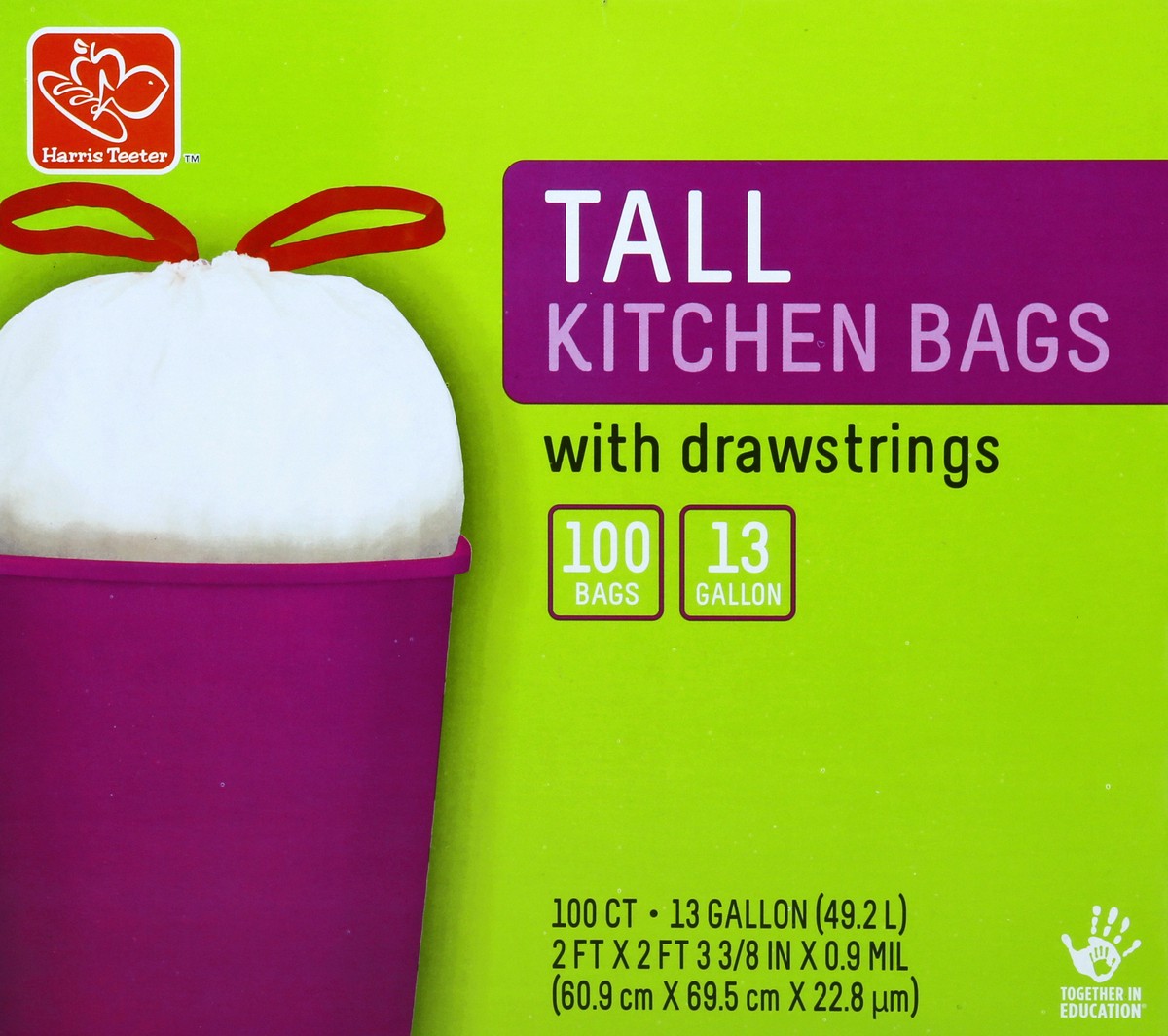slide 5 of 5, Harris Teeter Draw Tall Kitchen Bag, 100 ct