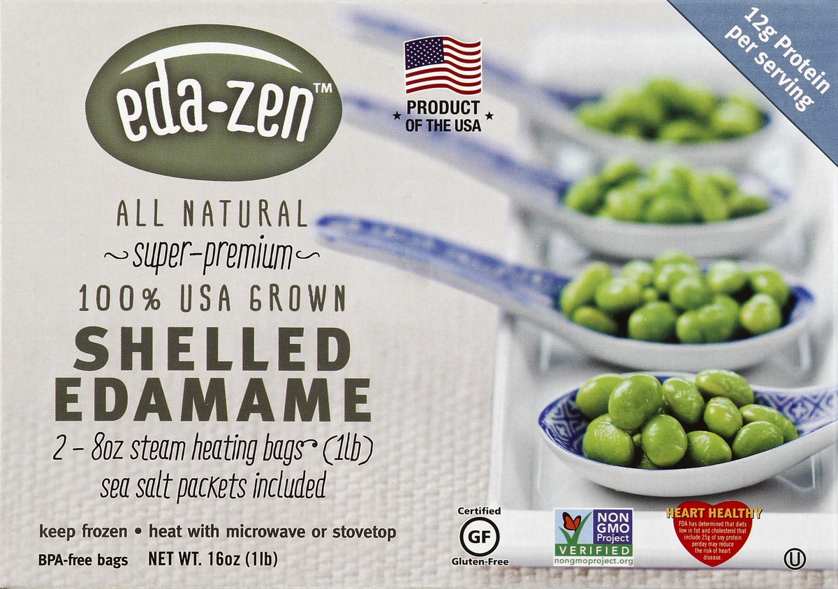 slide 3 of 4, eda-zen Shelled Salted Edamame, 16 oz