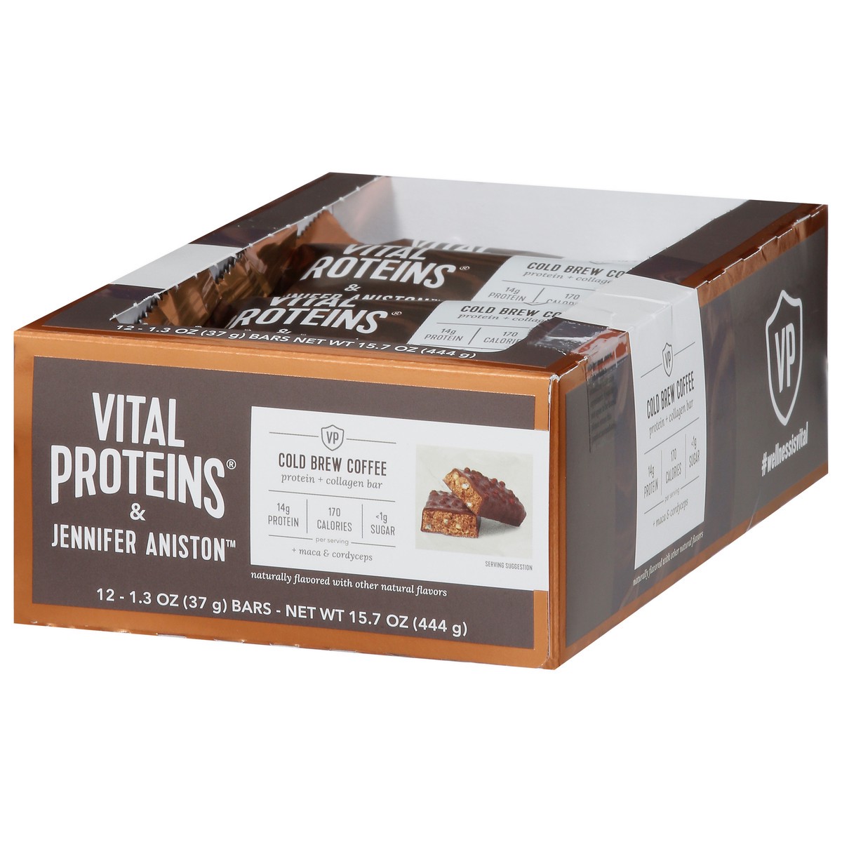 slide 2 of 9, Vital Proteins & Jennifer Aniston Cold Brew Coffee Protein + Collagen Bar Bars - 12 ct, 12 ct
