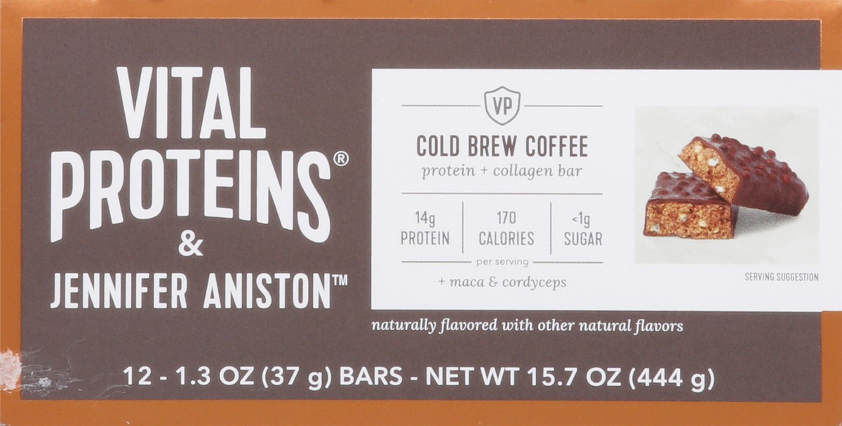 slide 3 of 9, Vital Proteins & Jennifer Aniston Cold Brew Coffee Protein + Collagen Bar Bars - 12 ct, 12 ct