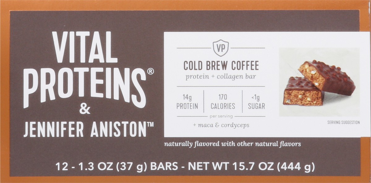 slide 4 of 9, Vital Proteins & Jennifer Aniston Cold Brew Coffee Protein + Collagen Bar Bars - 12 ct, 12 ct