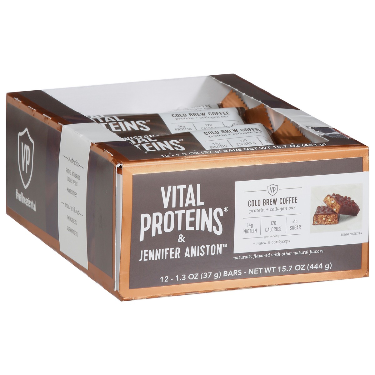 slide 1 of 9, Vital Proteins & Jennifer Aniston Cold Brew Coffee Protein + Collagen Bar Bars - 12 ct, 12 ct