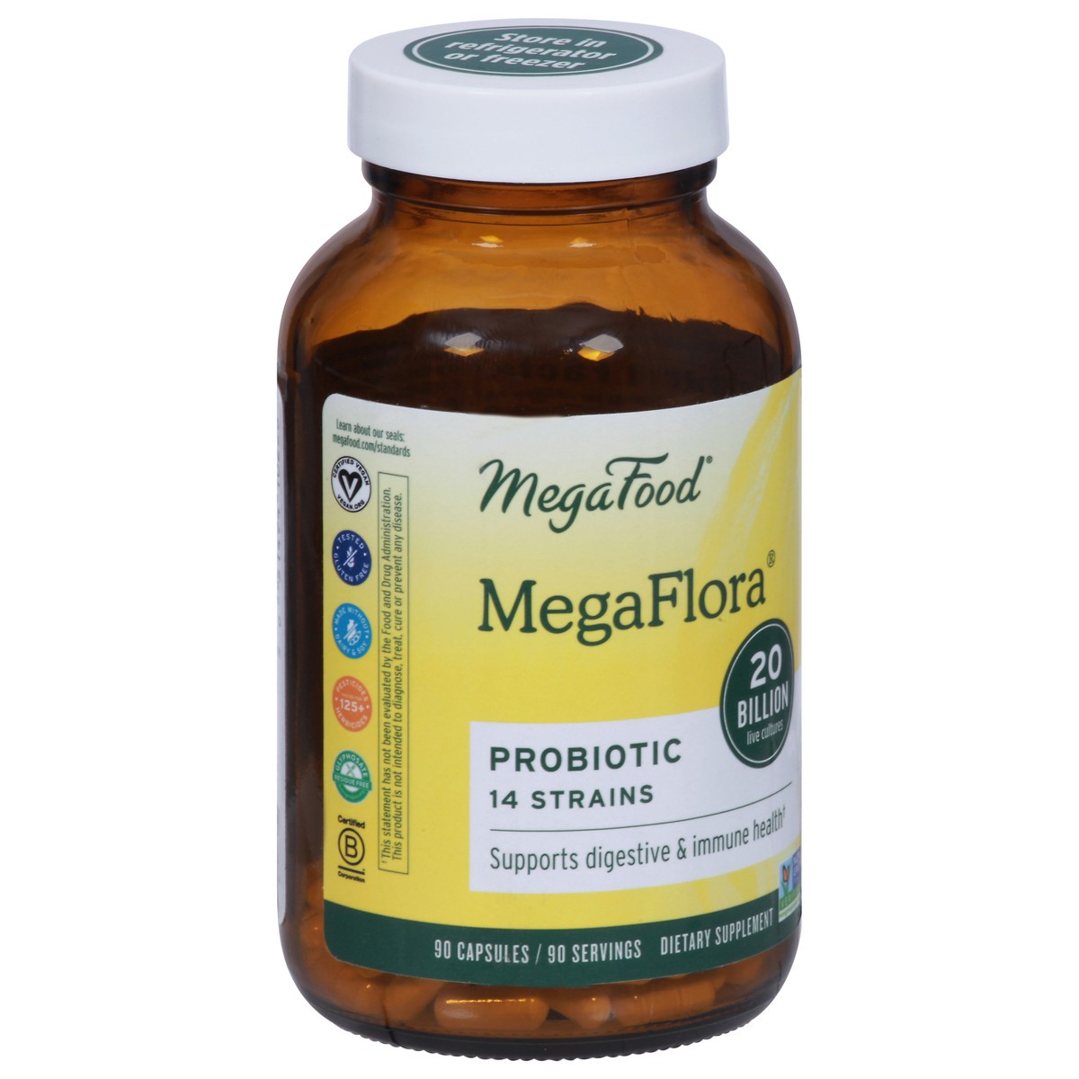 slide 10 of 10, MegaFood MegaFlora Probiotic 90 Capsules, 90 ct