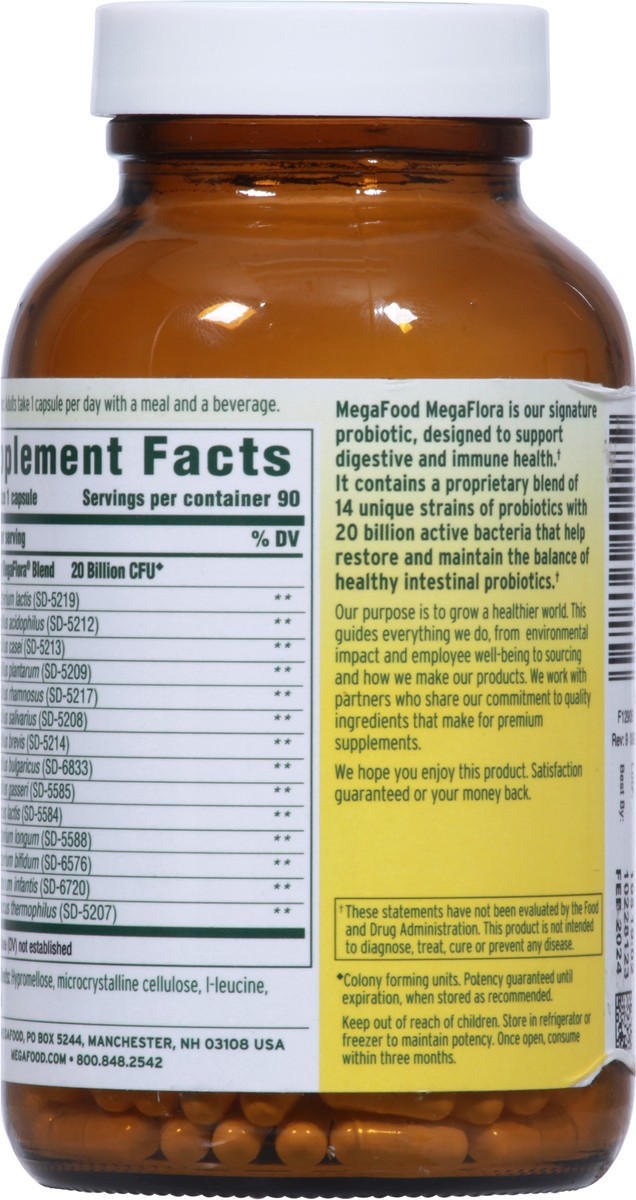 slide 9 of 10, MegaFood MegaFlora Probiotic 90 Capsules, 90 ct