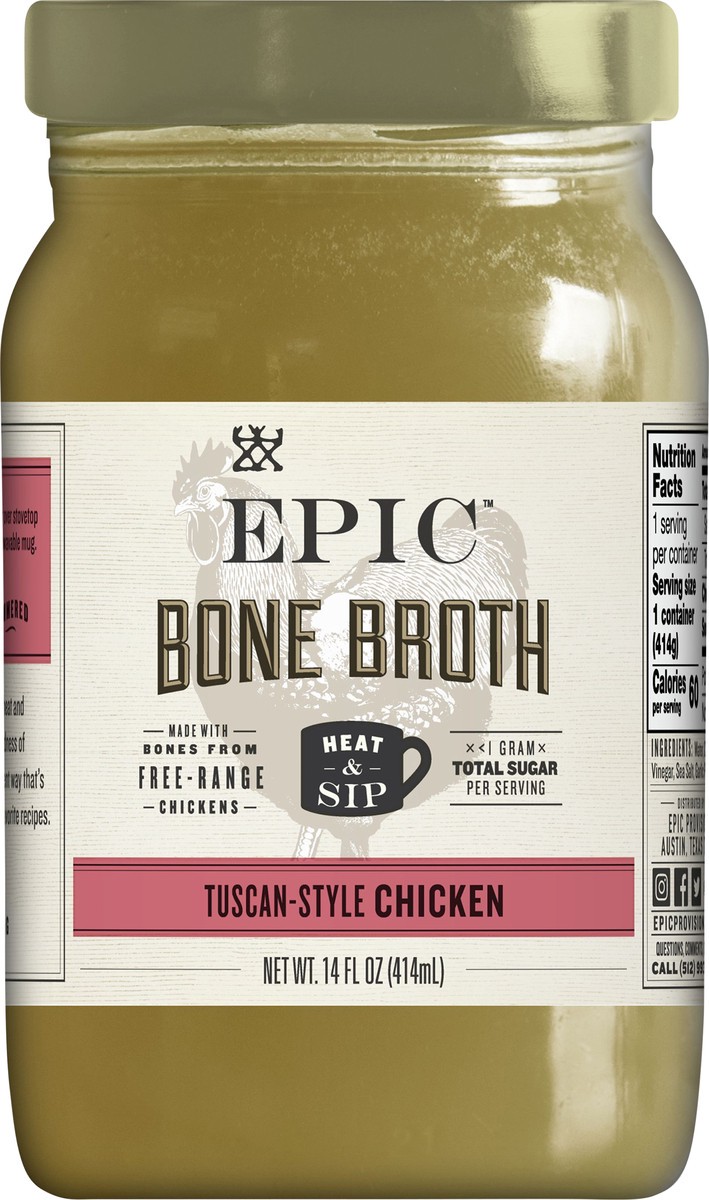 slide 4 of 11, EPIC Tuscan Chicken Bone Broth, Keto Consumer Friendly, 14 oz jar,