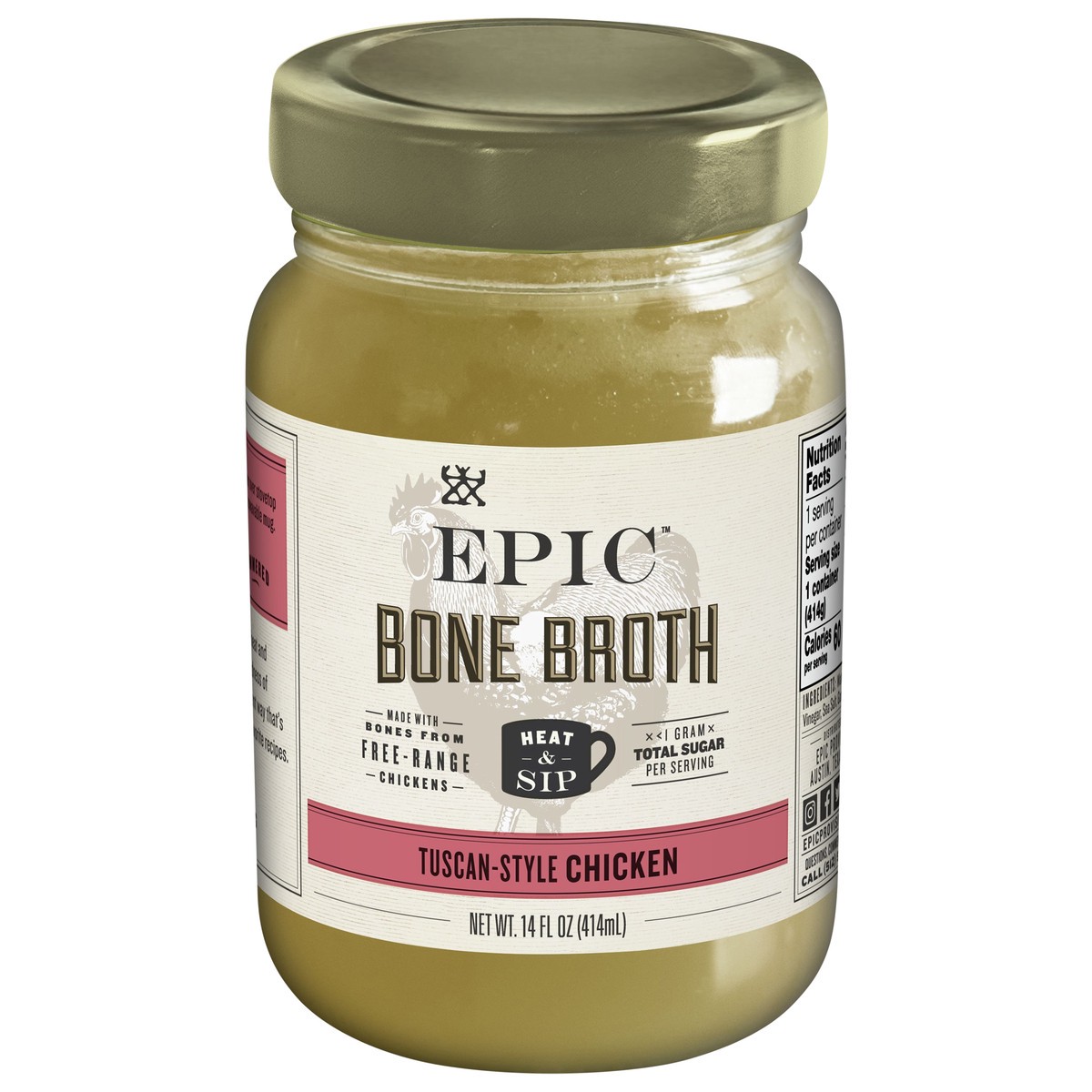 slide 3 of 11, EPIC Tuscan Chicken Bone Broth, Keto Consumer Friendly, 14 oz jar,